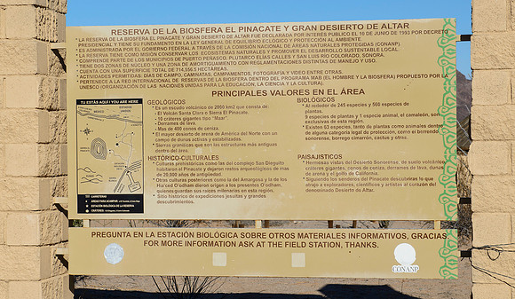 El Pinacate y Gran Desierto de Altar Biosphere Reserve - entrance